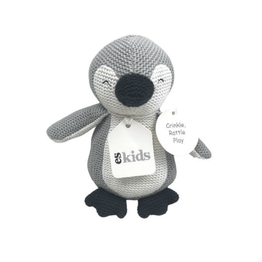 Grey Knitted Penguin Rattle by ES Kids