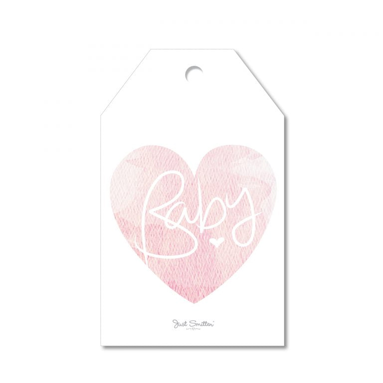 New Baby Marble Heart Gift Tag | Pink